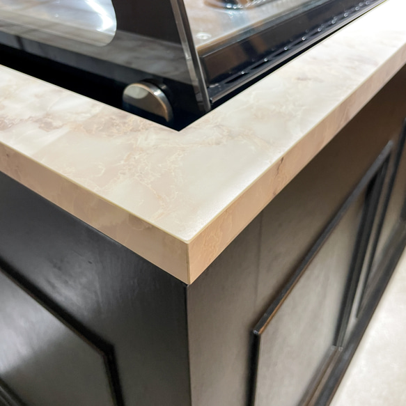 ケーキ屋さん向け冷蔵ショーケース埋込みレジカウンターW2100 スイーツ店向けショーケースカウンター オーダーメイド家具 