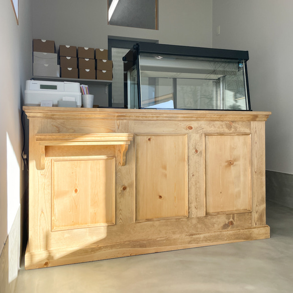 ケーキ屋さん向け冷蔵ショーケース埋込みレジカウンターW2100 スイーツ店向けショーケースカウンター オーダーメイド家具 