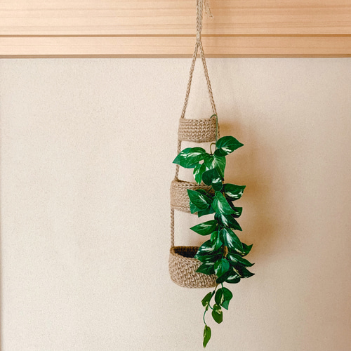 麻ひもの3段吊り下げかご収納バスケット その他インテリア雑貨 Daamiki