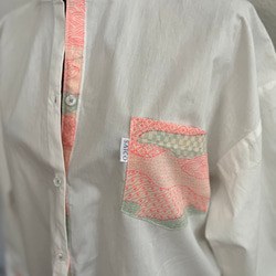 サンプルセール品　1点もの　着物パッチワークシャツワンピ 6枚目の画像