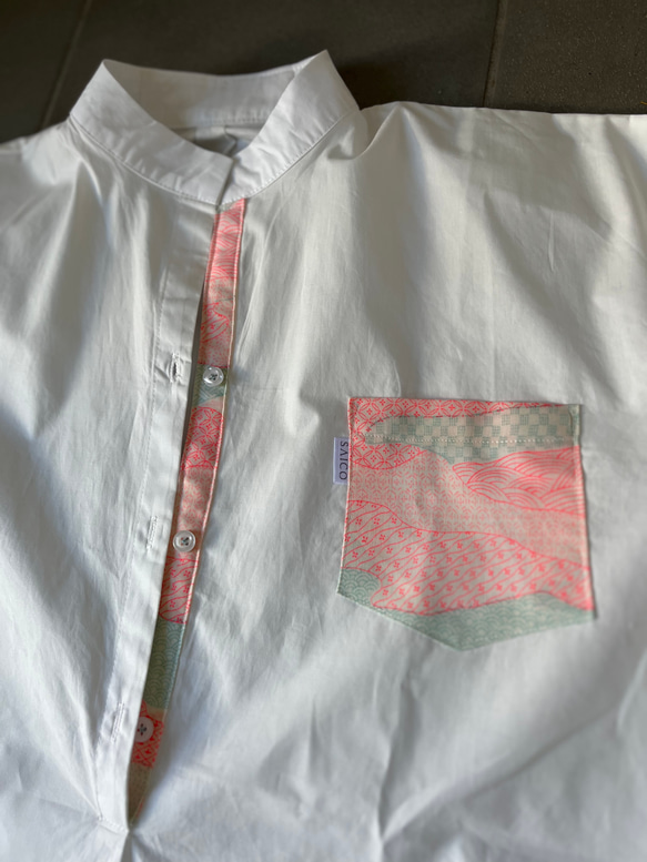 サンプルセール品　1点もの　着物パッチワークシャツワンピ 14枚目の画像