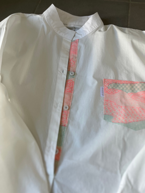 サンプルセール品　1点もの　着物パッチワークシャツワンピ 9枚目の画像