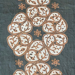 オリジナル模様のテーブルセンター　手描き更紗＆草木染め　Batik　伝統工芸　花唐草柄 3枚目の画像