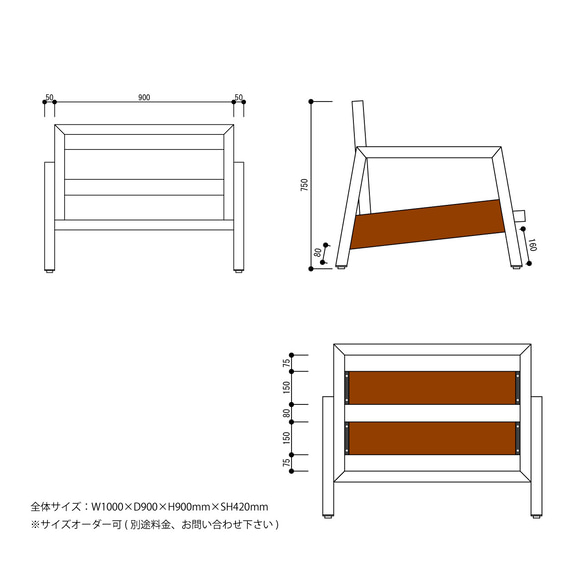 ＼送料無料／[EMP Sofa 1.5Seater]レザーソファ 1.5人掛け アイアン 無垢材 カフェ ‐53_l‐ 6枚目の画像