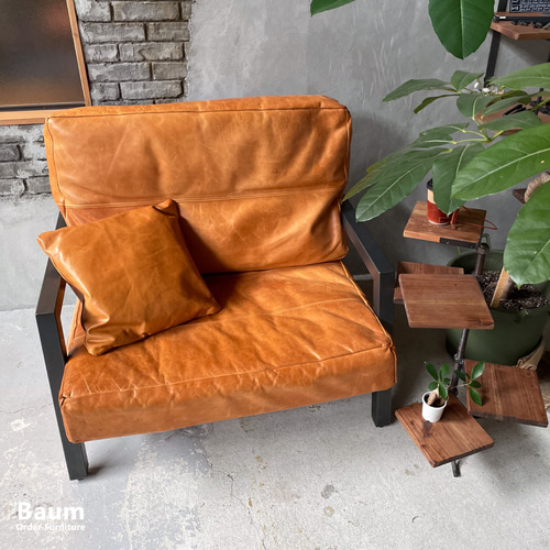 EMP Sofa 1.5Seater］ソファ レザー 1.5人掛け アイアン オーク 無垢