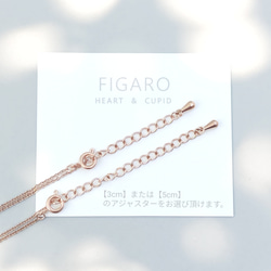 【FIGARO】つけっぱなしOK♡Heart & Cupid♡CZダイヤモンド/一粒ネックレスPink Gold316L 6枚目の画像