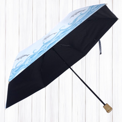 UVカット 折畳 竹傘 イルカ スカイブルー 通学 置き傘 紫外線99.9%カット 晴雨兼用 DRiF 日傘 雨傘 5枚目の画像