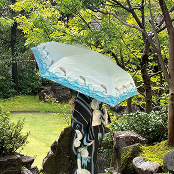 UVカット 長傘 通勤通学 イルカ 紫外線99.9％カット 竹 晴雨兼用