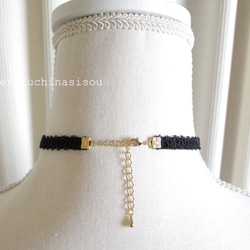 [訂製] 梭織蕾絲天鵝絨絲帶頸鍊&lt;硬幣/珍珠&gt; 第5張的照片