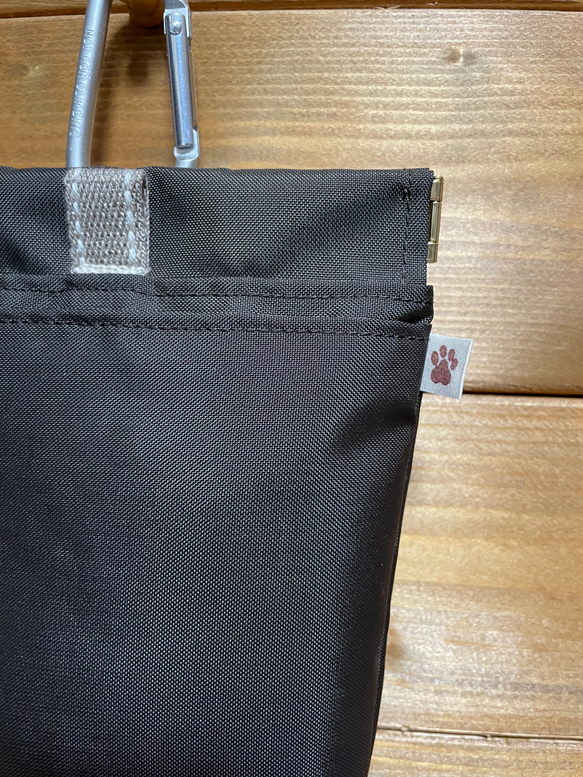 小型犬用　ナイロンオックス生地の消臭マナーポーチ　ダークブラウン 2枚目の画像