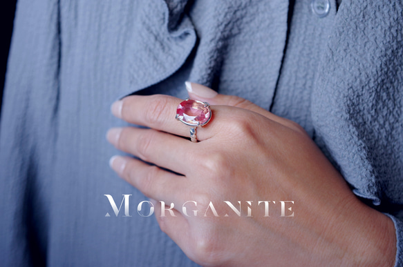 ☆ 新作 ☆『Morganite』☆の世界でひとつの天然石リングsilver925 2枚目の画像