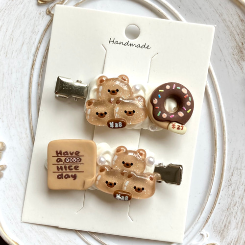 ハンドメイド◇ベビーヘアクリップ くまちゃん◇order 男の子にも