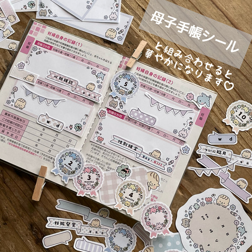 シール】マタニティ・エコーフレーク(くすみカラー) ＊ 母子手帳 
