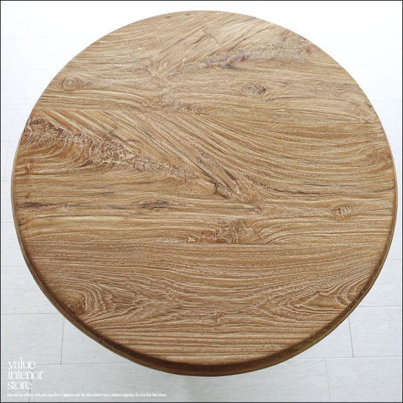 チーク無垢材 ヴィンテージサイドテーブルRound01 アンティークテーブル 什器 無垢材家具 丸テーブル 表面再仕上済 12枚目の画像