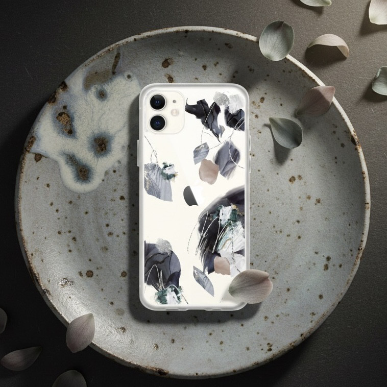 《 風花 かざはな 》スマホケース iPhone対応｜透明 花柄 アートデザイン 全機種対応 プレゼント