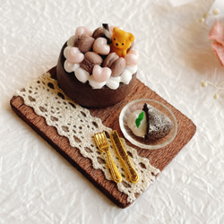 【受注制作】くまちゃんケーキとガトーショコラ ミニチュアスイーツ 2枚目の画像