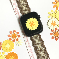 11花.✨軽いお花ベルト✨好きな色で作るApplewatch スマートウォッチ 腕時計 macrameラベンダー×白など 10枚目の画像