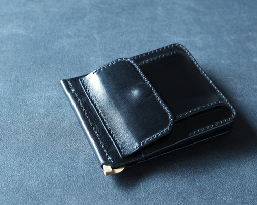 マネークリップ 財布 二つ折り財布 栃木レザー 真鍮 ハンドメイド-