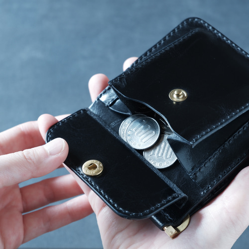 マネークリップ財布【ブラック】　イタリアンレザー　マルゴー　コンパクト財布 マネークリップ財布【ブラック】 イタリアンレザー マルゴー