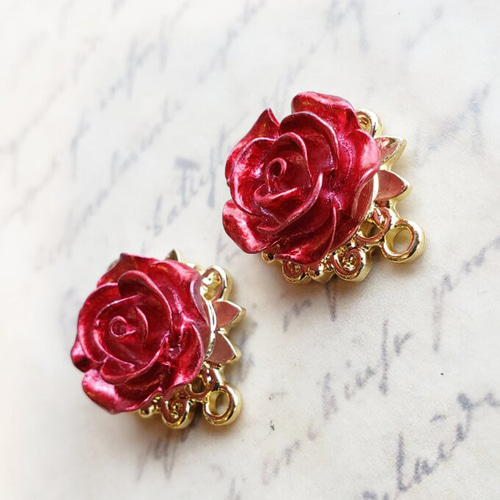 3個 薔薇 バラ ローズ 花 ゴシック ゴスロリ コネクター パーツ