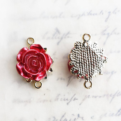 3個 薔薇 バラ ローズ 花 ゴシック ゴスロリ コネクター パーツ