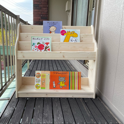 幅広 ホワイト（ワトコオイル）ワイドDE仕切ナシ おもちゃ棚 絵本棚