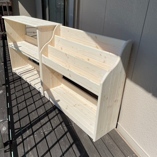 幅広 ホワイト（ワトコオイル）ワイドDE仕切ナシ おもちゃ棚 絵本棚