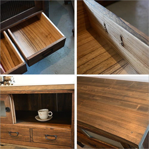 桐箪笥を職人が再生した 和モダンキャビネット｜ガラス扉のリメイク