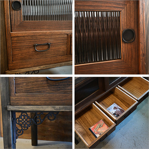 桐箪笥を職人が再生した 和モダンキャビネット｜ガラス扉のリメイク