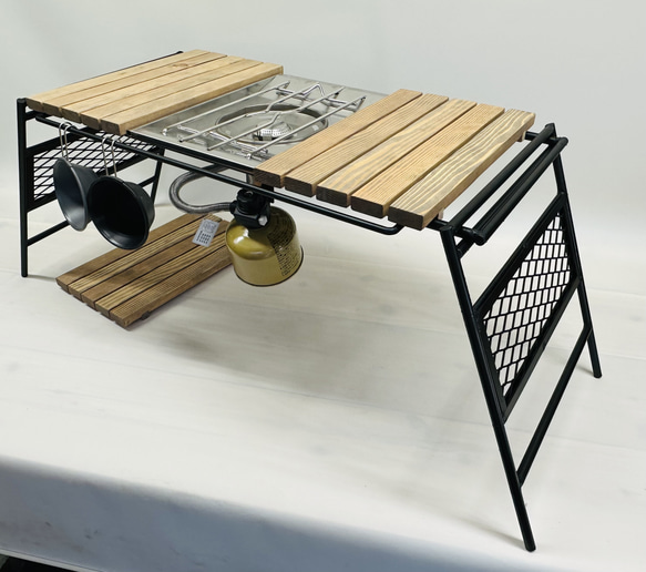 アイアンテーブル igtテーブル フラットバーナー  ワトコオイル ドリフトウッド色 1枚目の画像