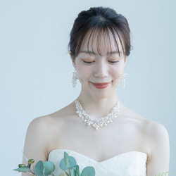 ネックレス＆ピアスorイヤリング　淡水パール　シルバー　ウェディング　アクセサリー　ブライダル　結婚式　花嫁　ボタニカル 7枚目の画像