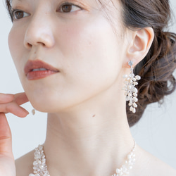 ネックレス＆ピアスorイヤリング　淡水パール　シルバー　ウェディング　アクセサリー　ブライダル　結婚式　花嫁　ボタニカル 10枚目の画像