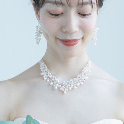ネックレス&ピアスorイヤリング 淡水パール シルバー ネックレス&ピアスorイヤリング 淡水パール シルバー