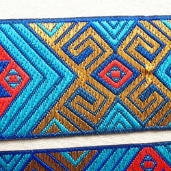 95cm エスニックチロリアンテープ 水色☆ 民族衣装 手芸 クラフト インド刺繍リボン 6枚目の画像