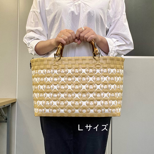 受注製作】プラカゴ Sサイズ/B5 S-395 ブラウン*白 2way バンブー  