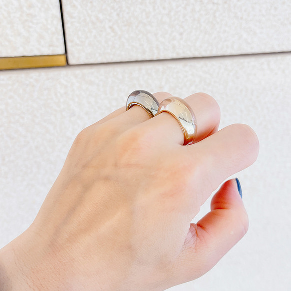夏季新作 [1 件] 金屬過敏 100% 兼容！超大Aurora Peach戒指、戒指 第5張的照片