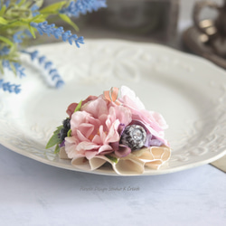 ピンクの薔薇とオレンジローズのヘアゴム　お花　オレンジ　ヘアゴム　薔薇　バラ　ヘアゴム　パール　髪飾り　レース　お出掛け 7枚目の画像