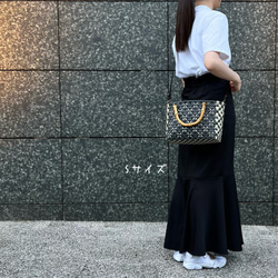 【受注製作】プラカゴ　Sサイズ/B5　S-360　黒*ベージュ　2way　バンブーハンドル　プラカゴバッグ　雨の日バッグ 8枚目の画像