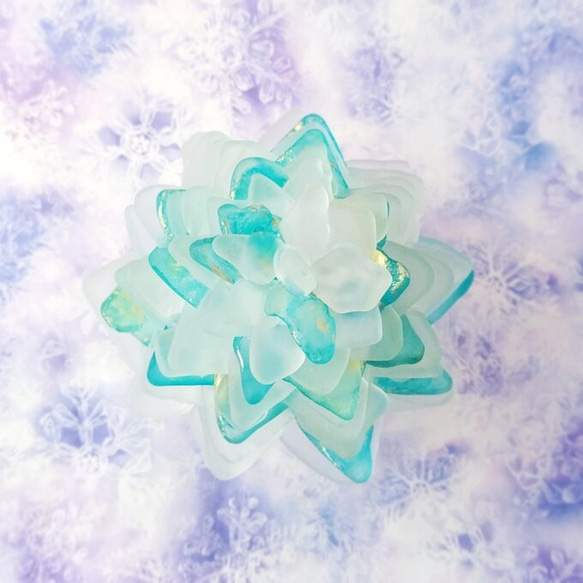 【海灯花】シーグラスのお花のランプシェード 青×緑 冬凪（ふゆなぎ）ギフトラッピング対応 10枚目の画像