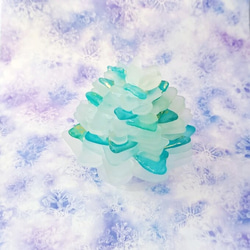【海灯花】シーグラスのお花のランプシェード 青×緑 冬凪（ふゆなぎ）ギフトラッピング対応 6枚目の画像