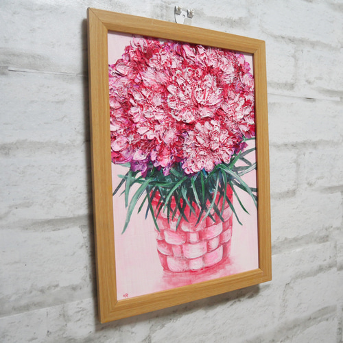 油絵 絵画【ピンクカーネーション】 絵画 HR 通販 15852762｜Creema