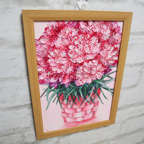 油絵 油彩 油彩画 絵 絵画 【赤いカーネーション】 絵画 HR