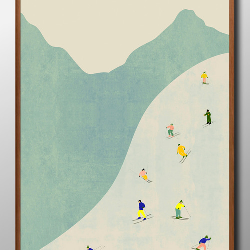 12988□ポスター 絵画 A3サイズ『ビンテージ スキー ゲレンデ』アート