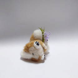 柴犬とお花(紫色)　～Wool Farm～　羊毛フェルト 5枚目の画像