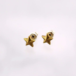 星のピアス（立体）／真鍮ピアス ⋆片耳⋆ 1枚目の画像