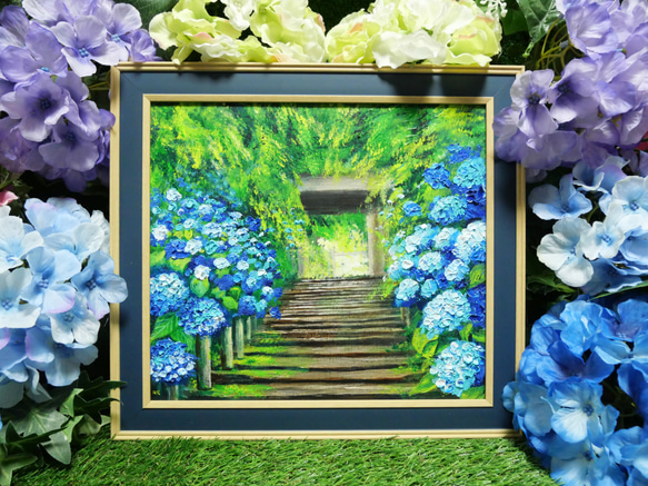 油絵 絵画【紫陽花の咲く参道】 絵画 HR 通販 15852937 油絵 絵画【紫陽花の咲く参道】 絵画 HR 通販 15852937