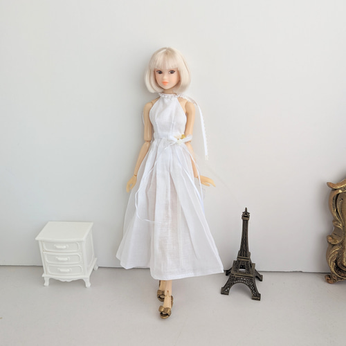 783【momokoDOLL ワンピース】白のガーゼのキャミワンピ 881【momokoDOLL ワンピース】白のガーゼのホルダーネックワンピース