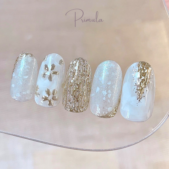 ネイルチップ ホワイトニュアンス/成人式/前撮り/卒業式/振袖/結婚式  