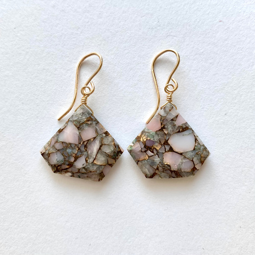 No.597✨天然石✨グァバクォーツコッパーの一粒ピアス　イヤリング SALE・30%OFF 】 10月誕生石 天然石 コッパー ピンクオパール