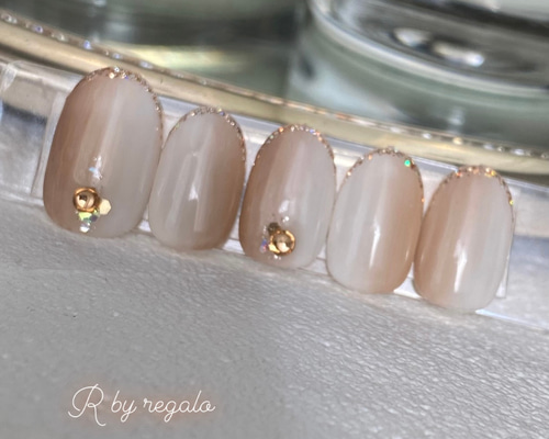 308】オーダー❉クリアラメベージュ&ミルク 普段使いグラデーション